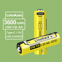 1-50pcs LiitoKala USB-T36 1.5V AA 3600mWh High capacity USB rechargeable li-ion battery for Remote control wireless mouse