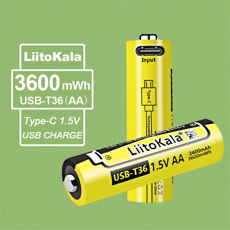 1-50 sztuk LiitoKala USB-T36 1.5V AA 3600mWh akumulator litowo-jonowy USB o dużej pojemności do zdalnie sterowanej myszy bezprzewodowej