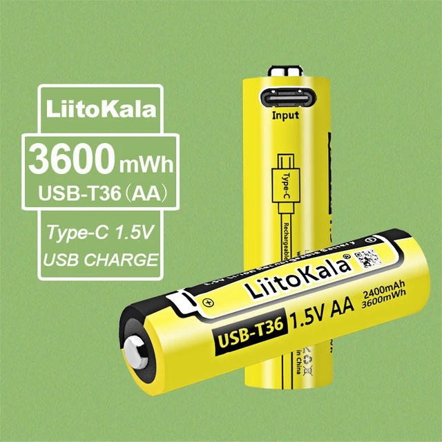 1-50 sztuk LiitoKala USB-T36 1.5V AA 3600mWh akumulator litowo-jonowy USB o dużej pojemności do zdalnie sterowanej myszy bezprzewodowej
