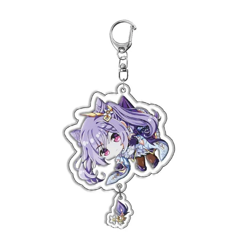 Anime Keychain Genshin Impact Raiden Shogun Yae Miko Nahida Cartoon Acrylic Bag Keyring Pendant Accessory