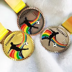 6.8CM Color New Metal Medal Match Medals Badges Souvenirs Football Sports Gold Medal with good ribbon School sports Metal