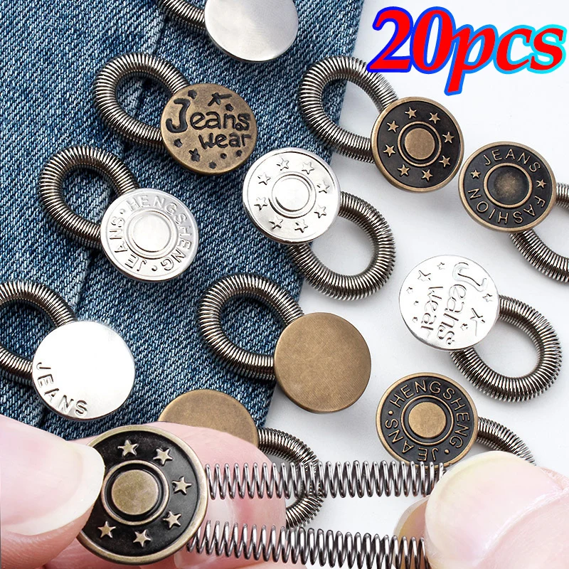 Fastener Spring Metal Button Extender Pants Jeans Magic Scalable Free Sewing Adjustable Waist Expand Buckle Waistband Expanders