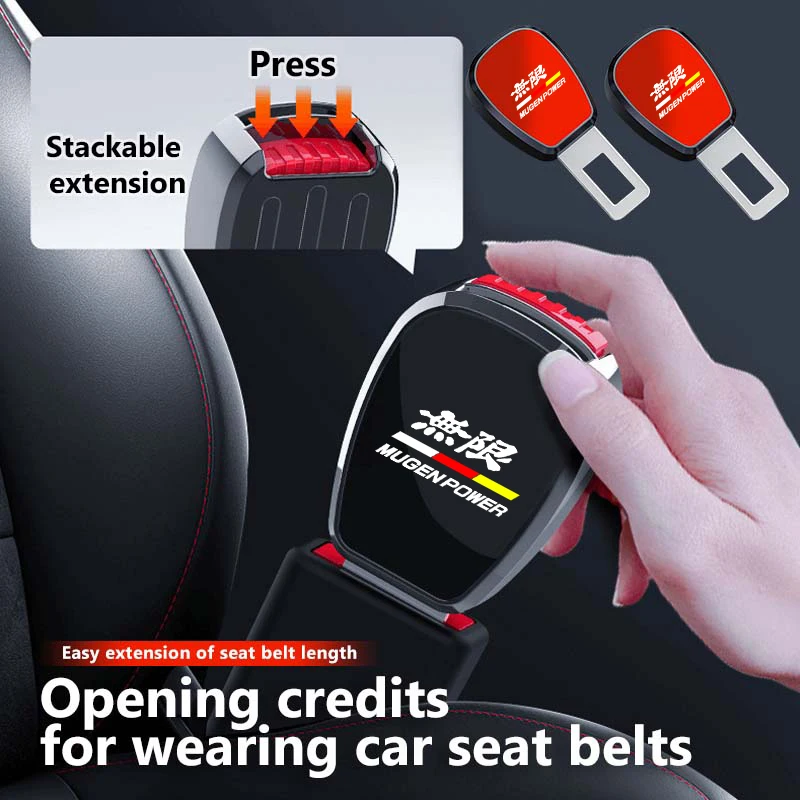 For Honda Metal Car Seat Belt Clip Extender Lock Buckle Badge Accessories Mugen Vezel Accord Fit City Legend CRV Insight Pilot