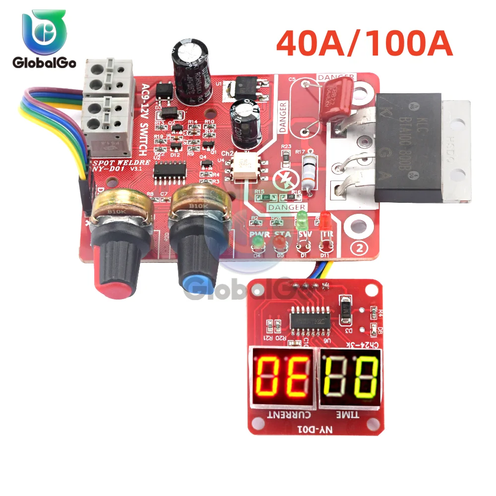 NY-D01 40A 100A Spot Welder Control Module Digital Display Spot Welding Time And Current Controller Panel Timing Digital Display