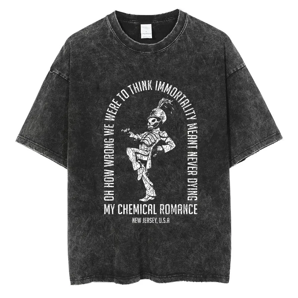 

Rock Band My Chemical Romance Washed T Shirts The Black Parade Men Women Punk Hip Hop Short Sleeve Cotton T Shirt Oversized Tees