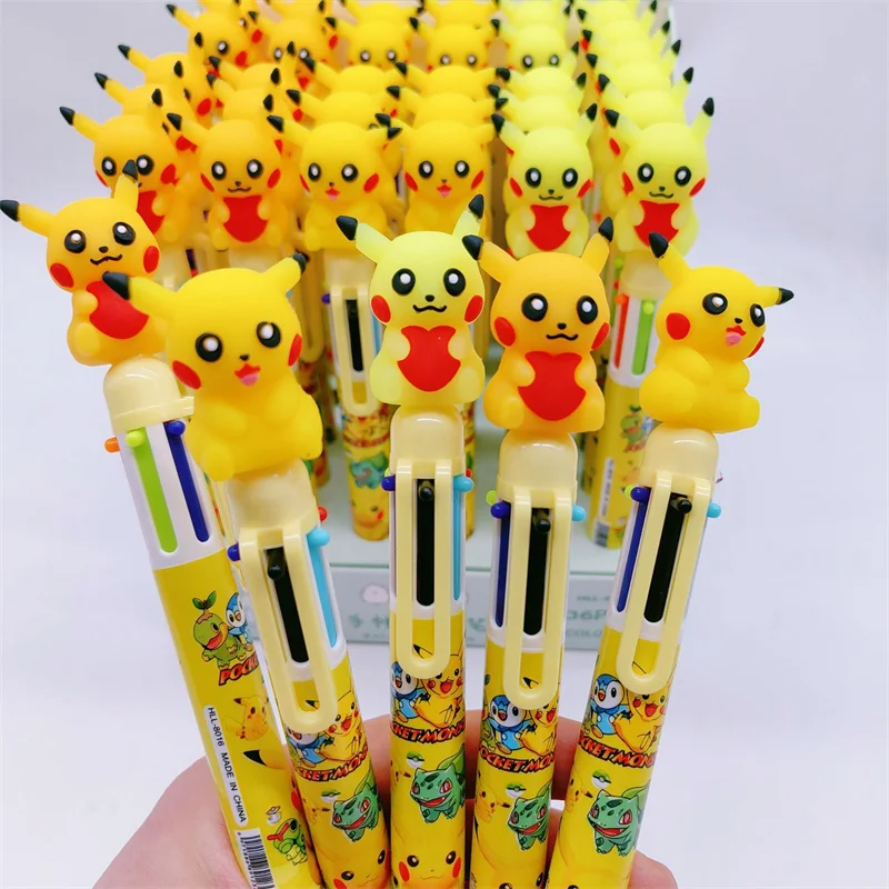 Criativo Pokémon Caneta Gel, 6 Cores, Canetas Bola 0.5mm, Escritório e Material Escolar, Brinde Promocional, 36 Pcs/lote