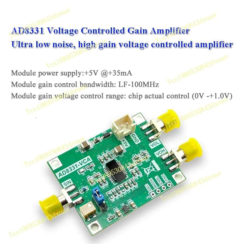 

AD8331 Модуль усилителя с контролируемым напряжением, сверхнизкий уровень шума, динамическая регулировка усиления 48 дБ, полоса пропускания 100 МГц