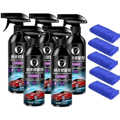 Imagen 1 del producto Revestimiento de cerámica para coche, Nano líquido chapado en vidrio, cristal hidrofóbico, resistente al agua, pintura de pulido, dureza, suministro de cera para esmalte de coche, 500ML