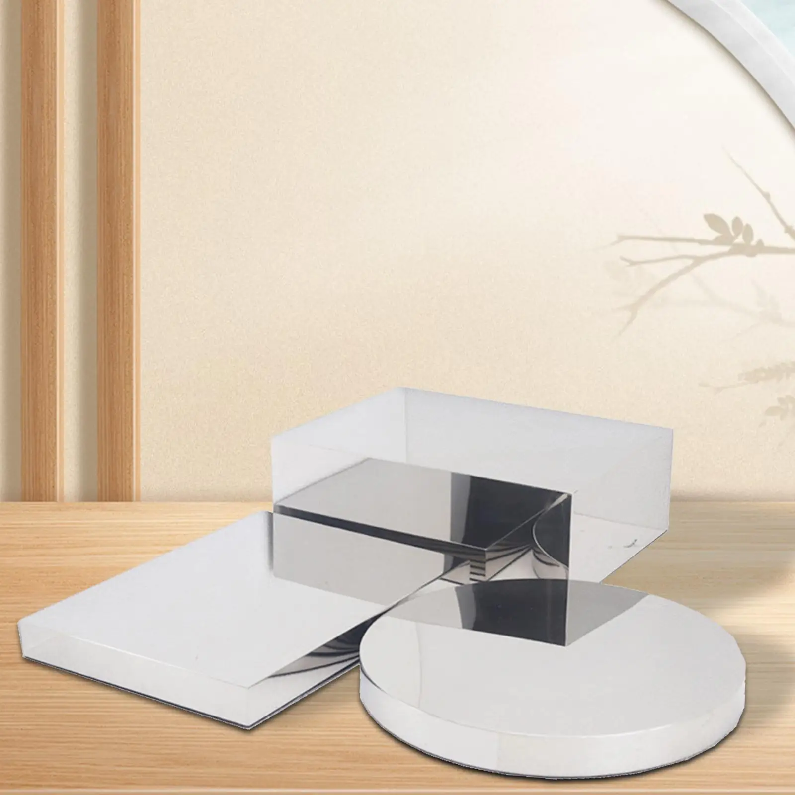 3Pcs Display Risers Stand Silver Space Saving Multifunctional Dessert Table Display Set for Candy Perfume Handbag Buffet Jewelry