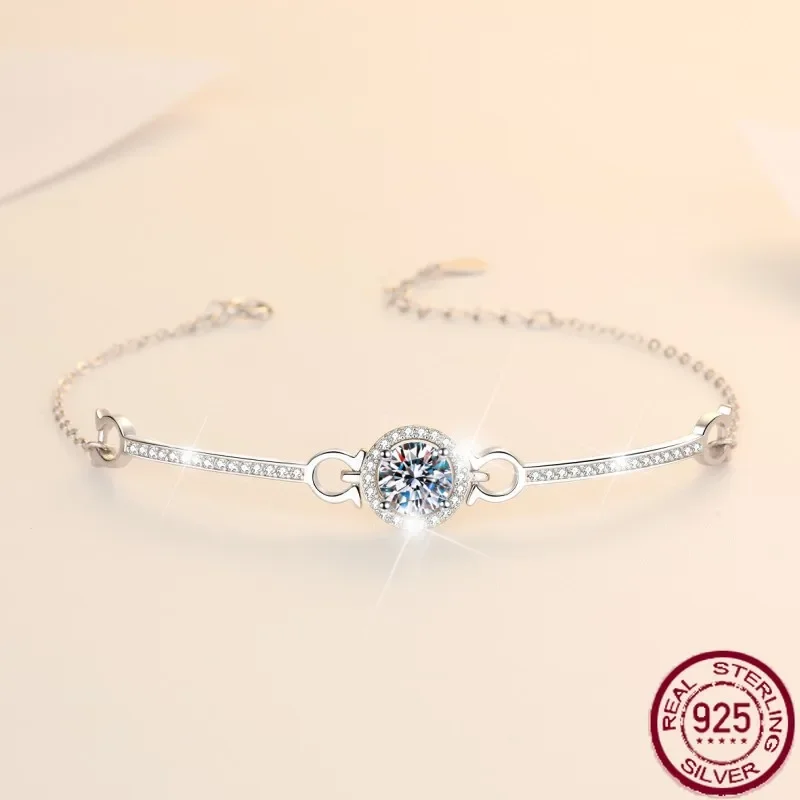 

Новый женский браслет Mosang Stone, модная оптовая продажа Mobius One Carat, свадебные украшения из стерлингового серебра 925 пробы с каймой