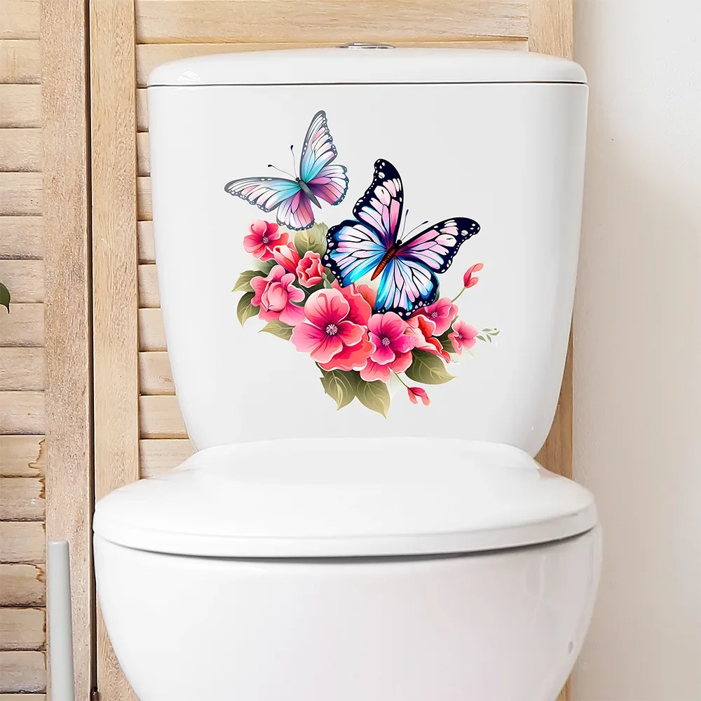 Blue Butterfly Flower Wall Stickers Decoration For Bedroom Living Room Self Adhesive Wall Decals PVC Mural Stickers 29*30CM