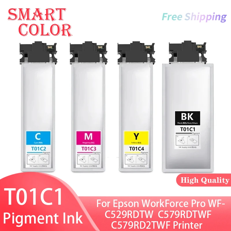 T01C1 T01C2 T01C3 T01C4 T01C Ink Pack Compatible For Epson WorkForce Pro WF-C529RDTW C579RDTWF C579RD2TWF Printer Use For Europe