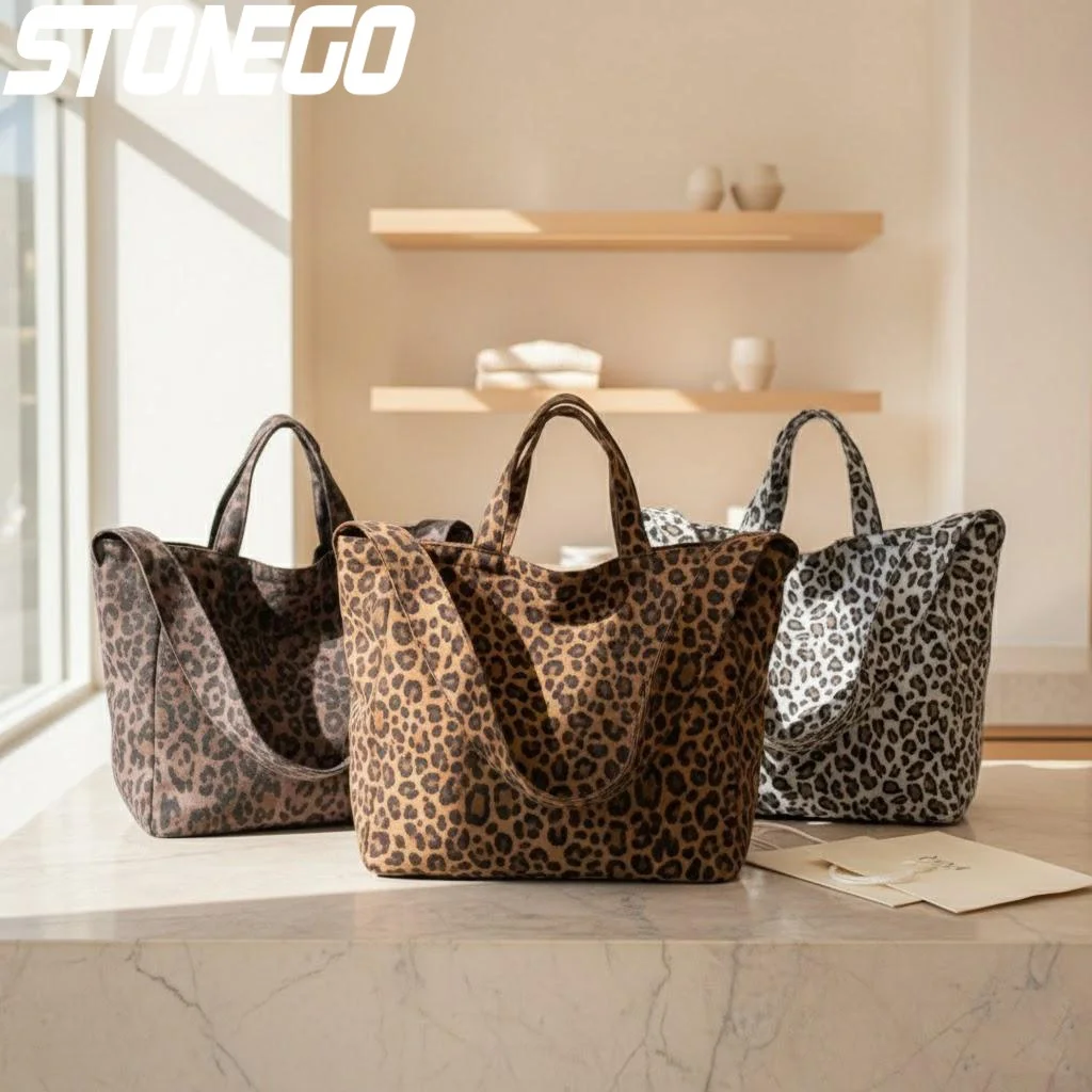 

Large Capacity Leopard Print Canvas Tote Bag Women Fashion Casual Shoulder Crossbody Handbag Shopping Purse