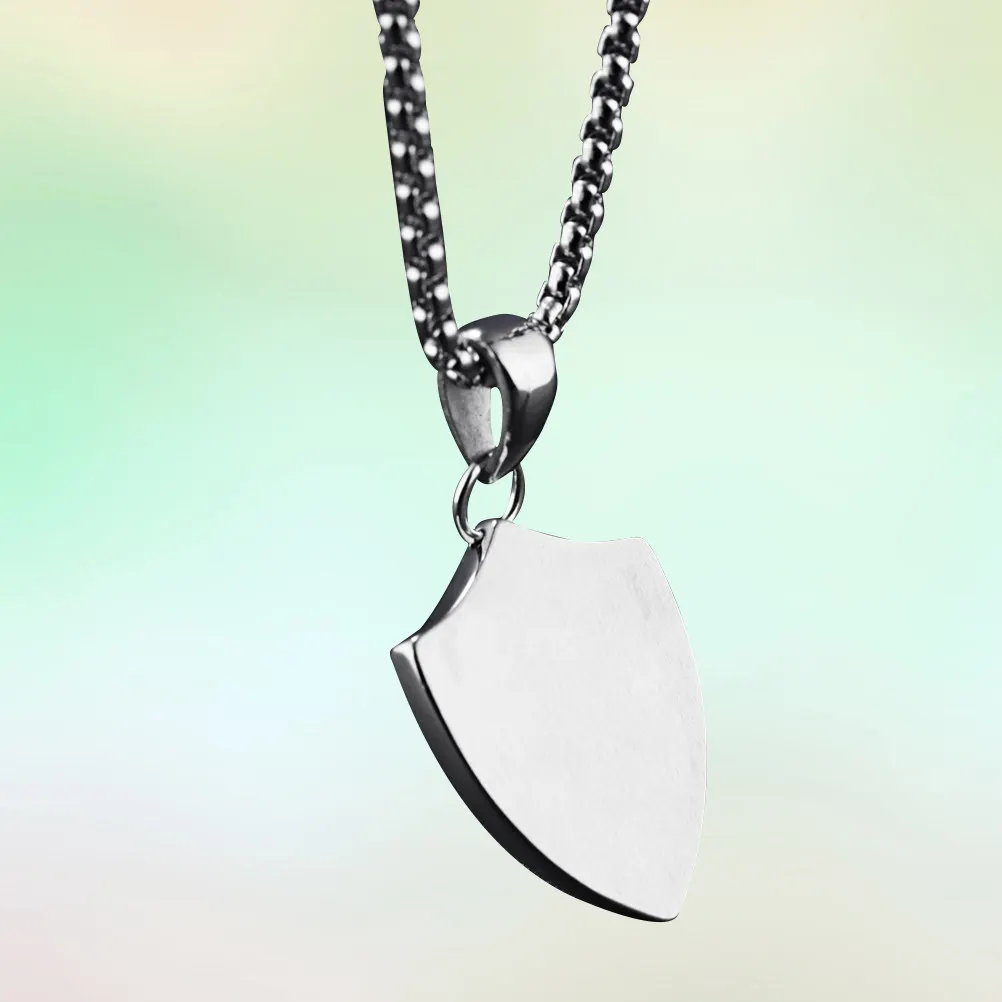Shield-Shaped Pendant Titanium Steel Silver Scratch-Resistant Smooth Texture Jewelry Accessory for Necklace Bracelet Anklet DIY