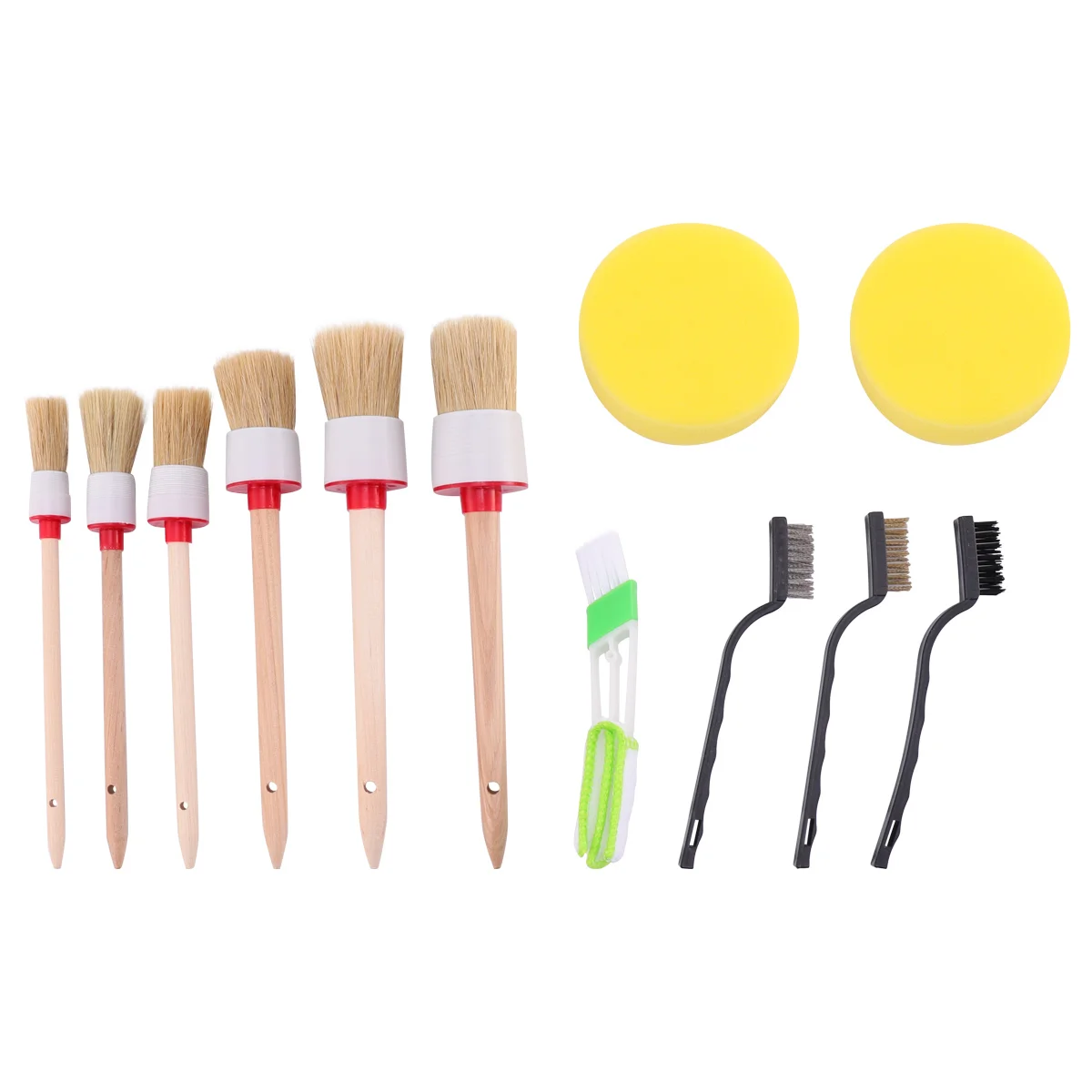 12 Pcs/1 Car Detailing Tool Washing Brush Automatic Accessory Bamboo Cleaning Set