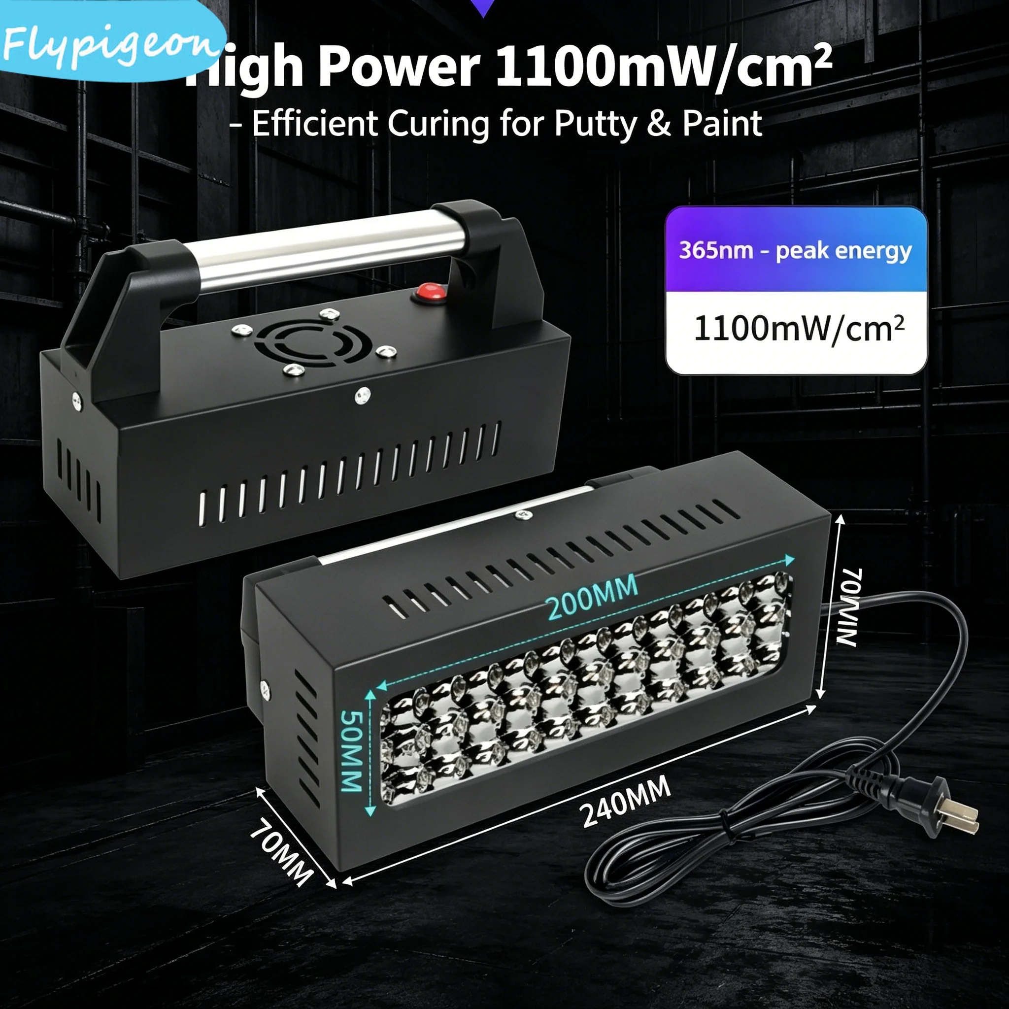 

УФ-лампа для полимеризации мощностью 150 Вт для быстрой сушки автомобильной шпатлевки, ультрафиолетовая лампа для ремонта автомобильной краски, сушки распылением и восстановления лакокрасочного покрытия