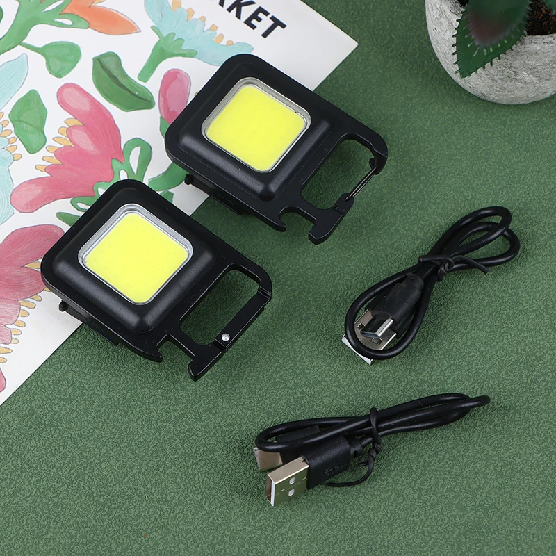 Led Zaklamp Mini Werk Licht Oplaadbare Glare Cob Sleutelhanger Licht Draagbare Krachtige Outdoor Camping Kleine Licht Zaklamp