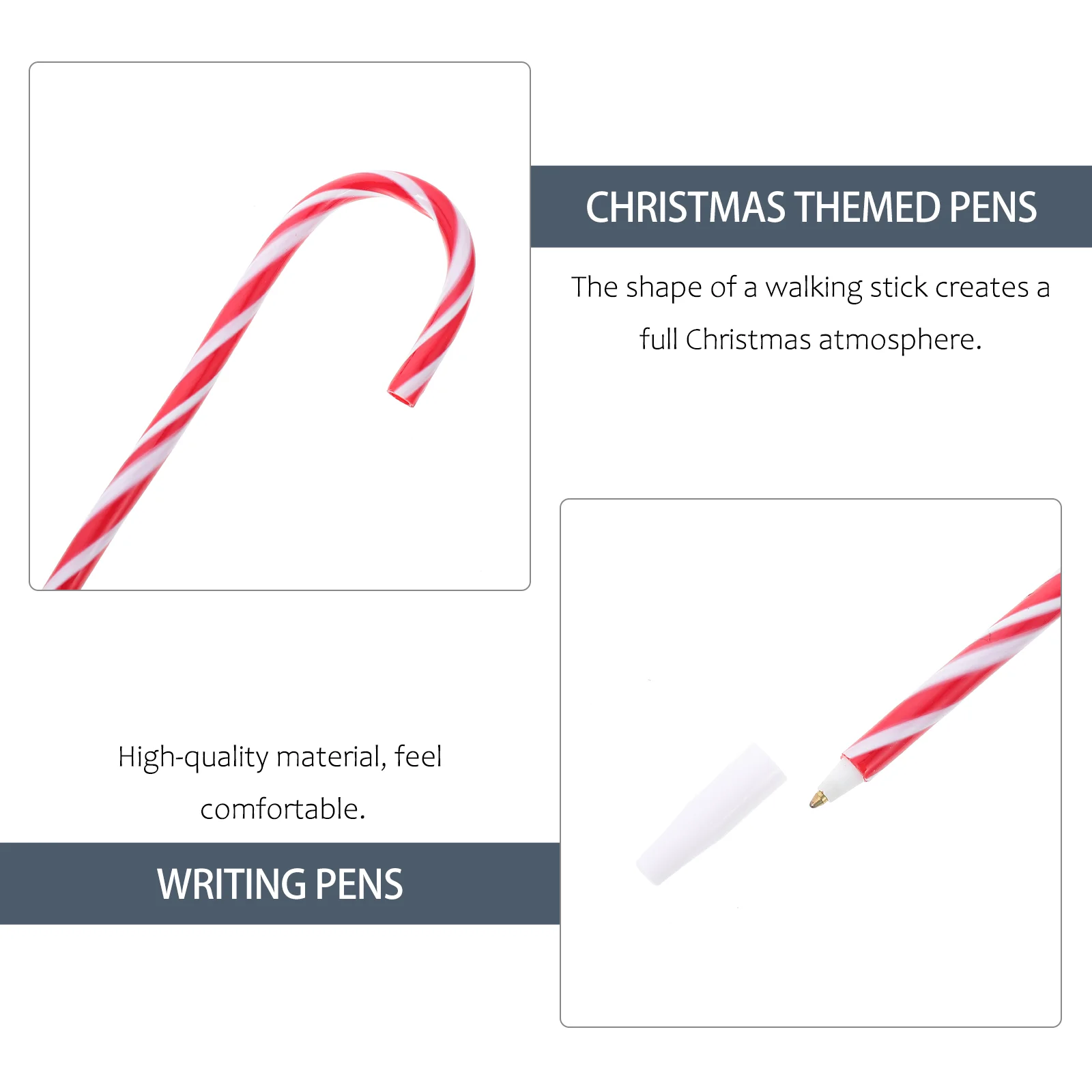 Stylo canne de Noël pour enfants, cadeaux de Noël pour enfants, stylos à thème, fournitures scolaires, bleu, noir, créatif pour étudiants, festif