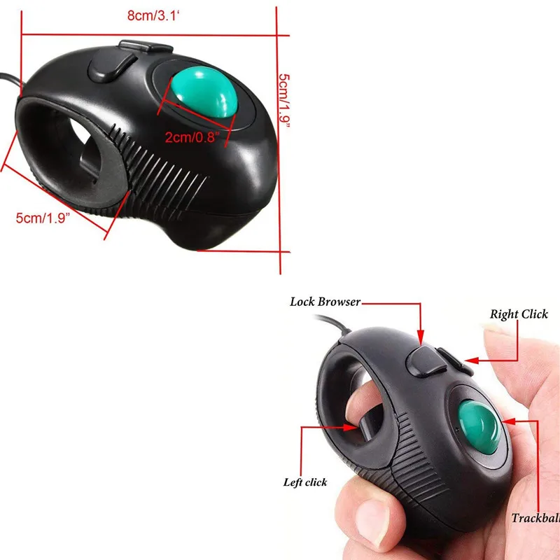 2.4G Wireless Trackball Mouse Wired Mini USB Portable Finger Mice Ergonomic Right Left Hand For PC Tablet Laptop Computer