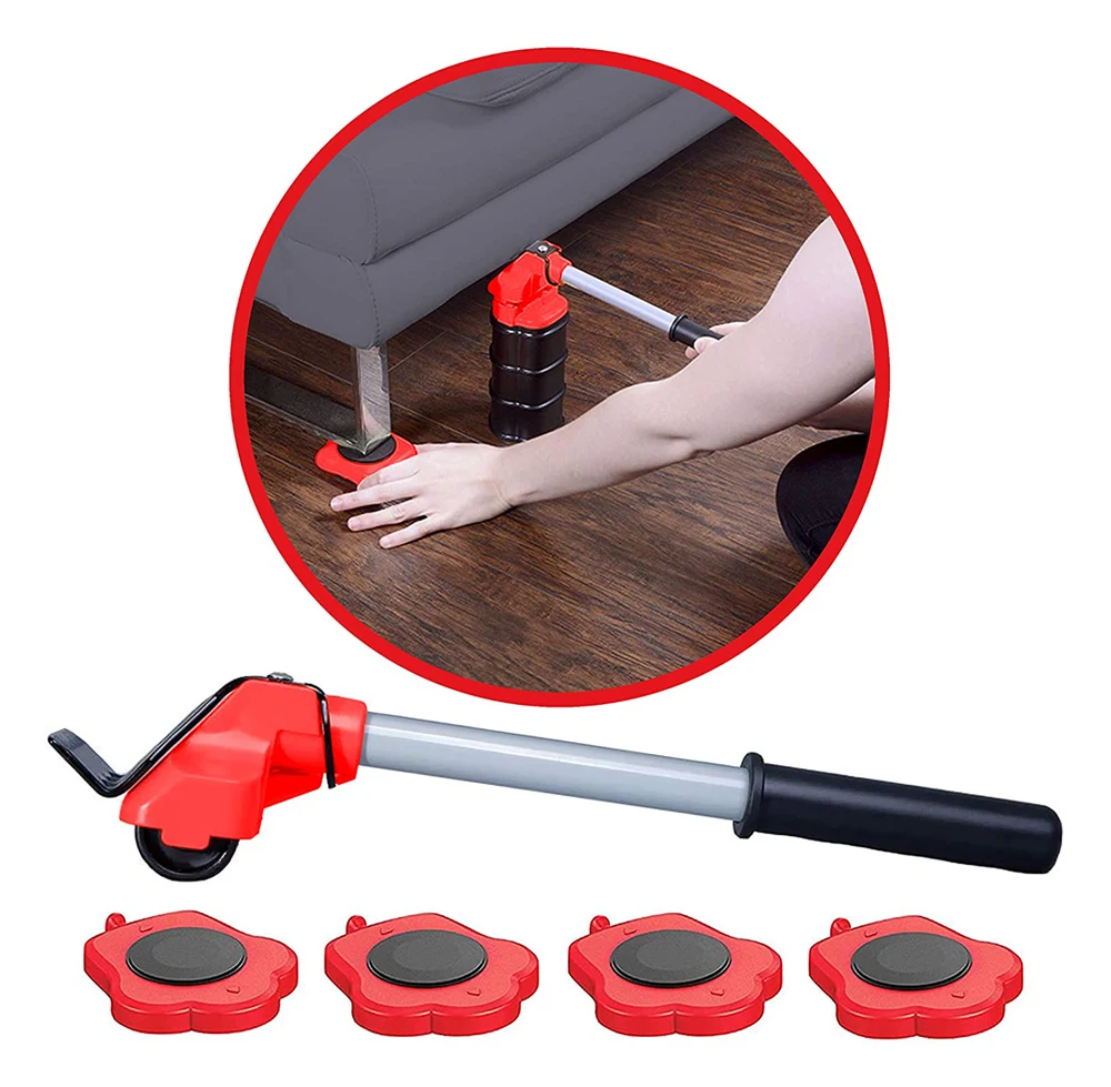 Set Dropshipping Furniture Mover Set Furniture Mover Tool Transport Lifter Heavy Stuffs Moving Wheel Roller Bar Hand Tools