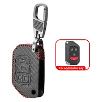 3 4 Buttons Leather Car Key Case Protect Skin Cover Bag Holder for Jeep Wrangler JL JLU 2018 2019 Keychain Accessories