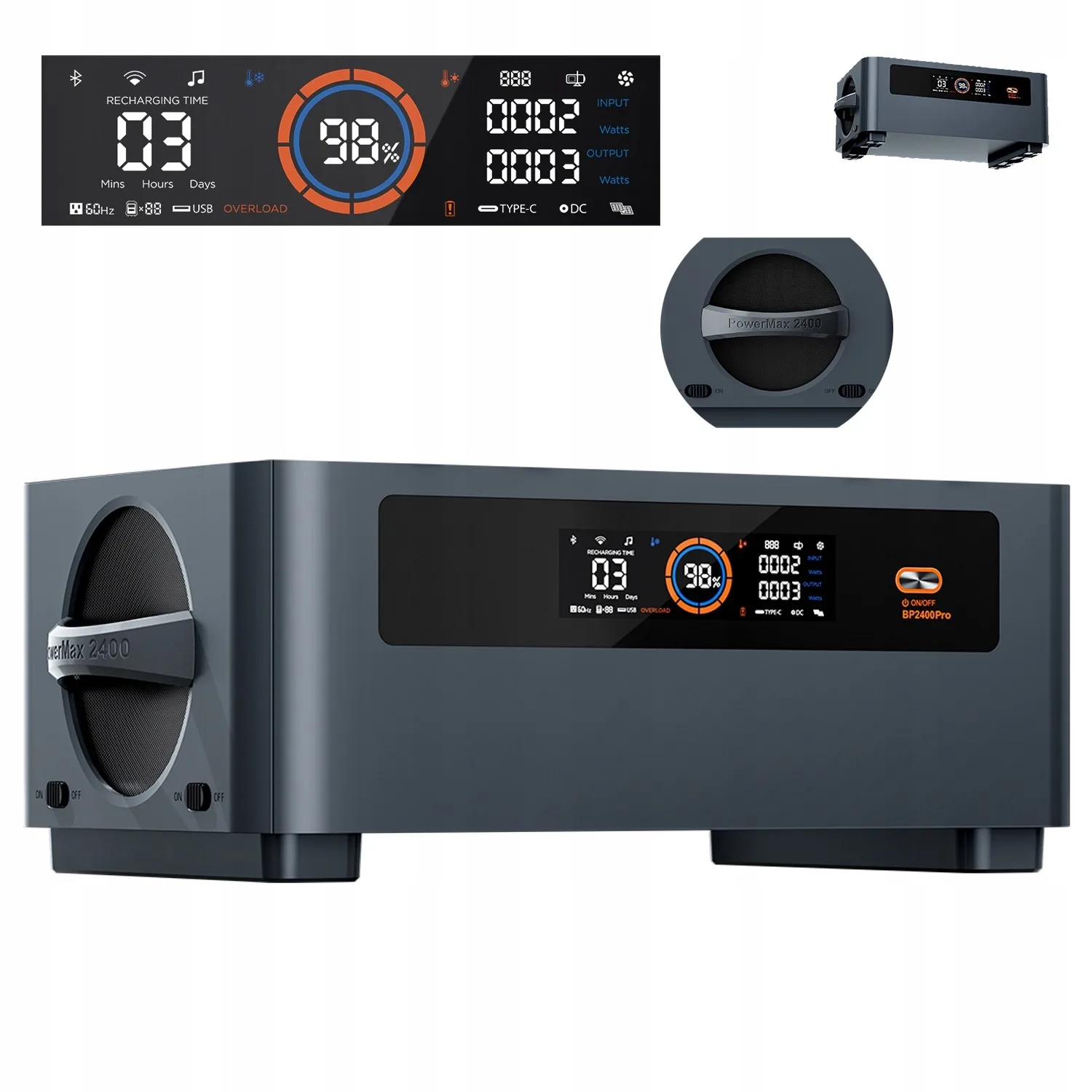 Oscal 2016Wh Tragbare Powerstation Erweiterungs-Akku-Pack für PowerMax 2400 Pro Solargenerator (funktioniert nicht eigenständig), 1,2 Stunden Schnellladung, 3500+ Zyklen für Outdoor-Camping, Wohnmobil