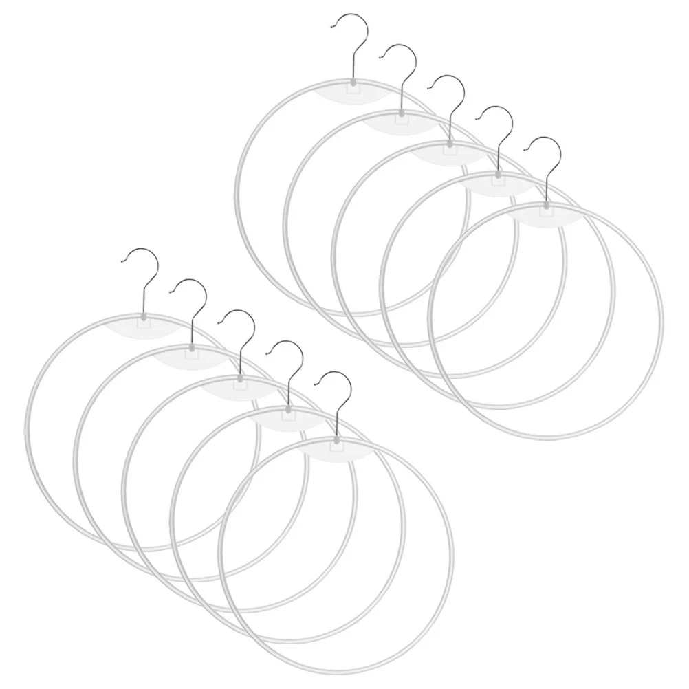 

10 Pcs White Plastic Circle Hanger Round Bikini Display Rack Closet Briefs Hanger Multi Functional Scarf Tie Wardrobe