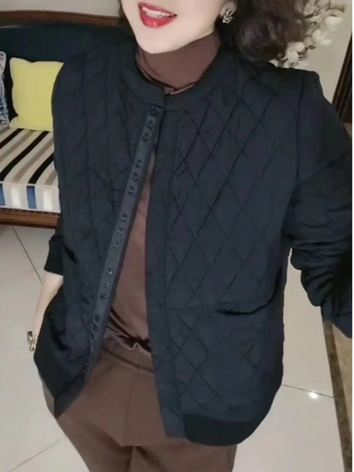 

Хлопковая бейсбольная куртка в стиле ретро с бриллиантами, женская зимняя легкая теплая верхняя одежда, корейское свободное пальто