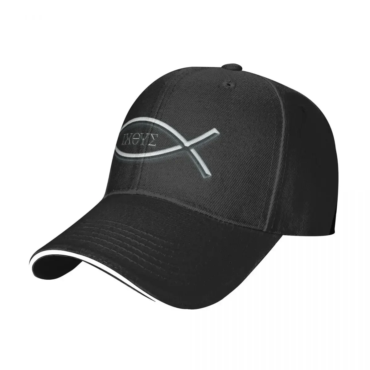 Silver Ichthys Christian Fish Symbol Baseball Cap Luxury Brand Sunscreen New In Hat Thermal Visor Women's Beach Visor Men's