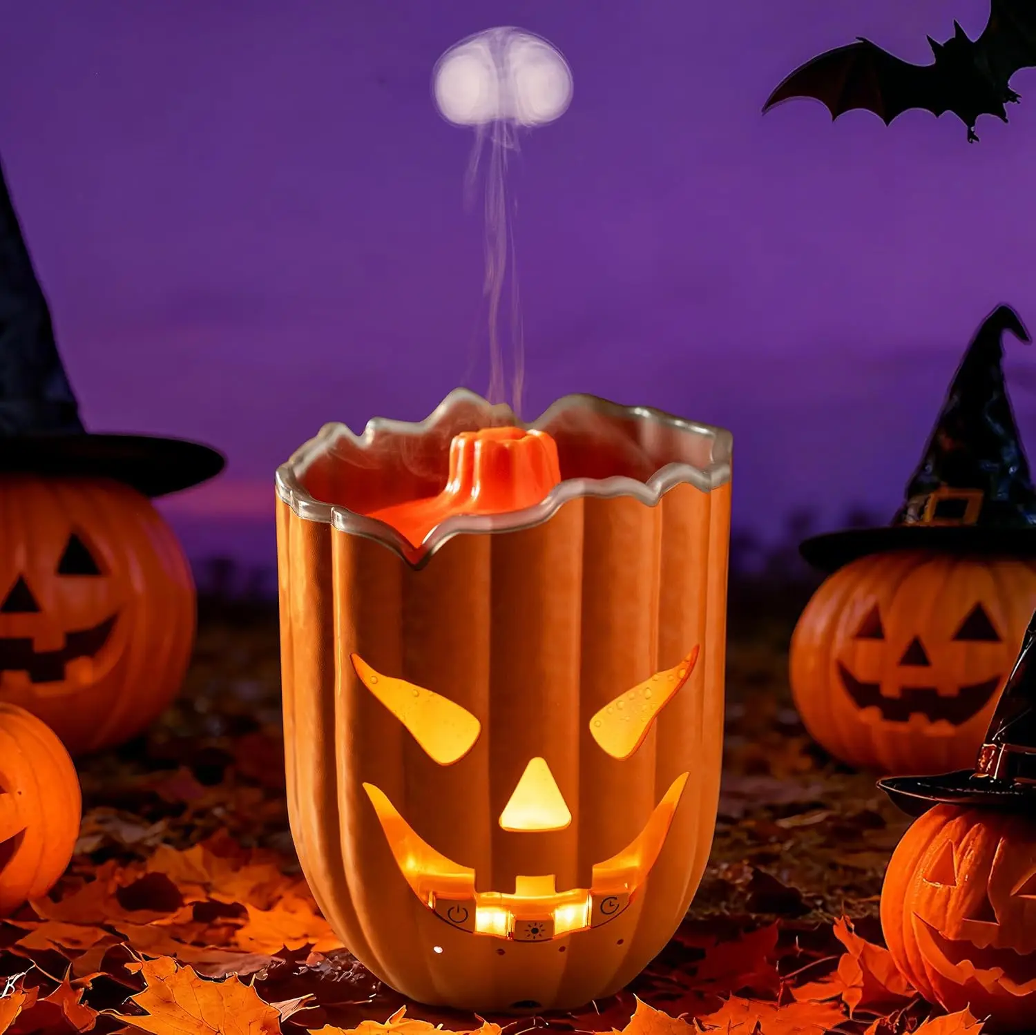 Pumpkin Aromatherapy Diffuser, 300ml Essential Oil Diffuser with Jellyfish & Mist Dual Mode, 7-Color LED Lights