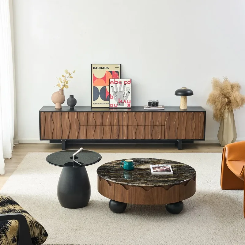Italian Luxury Natural Marble Nesting Coffee Tables Modern Minimalist Designer Living Room Set