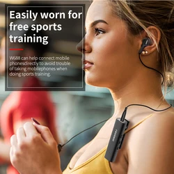 Neck mounted dual ear Bluetooth earphones, collar clip type 3.5mm plug-in cable, incoming call vibration, earplug type microphon