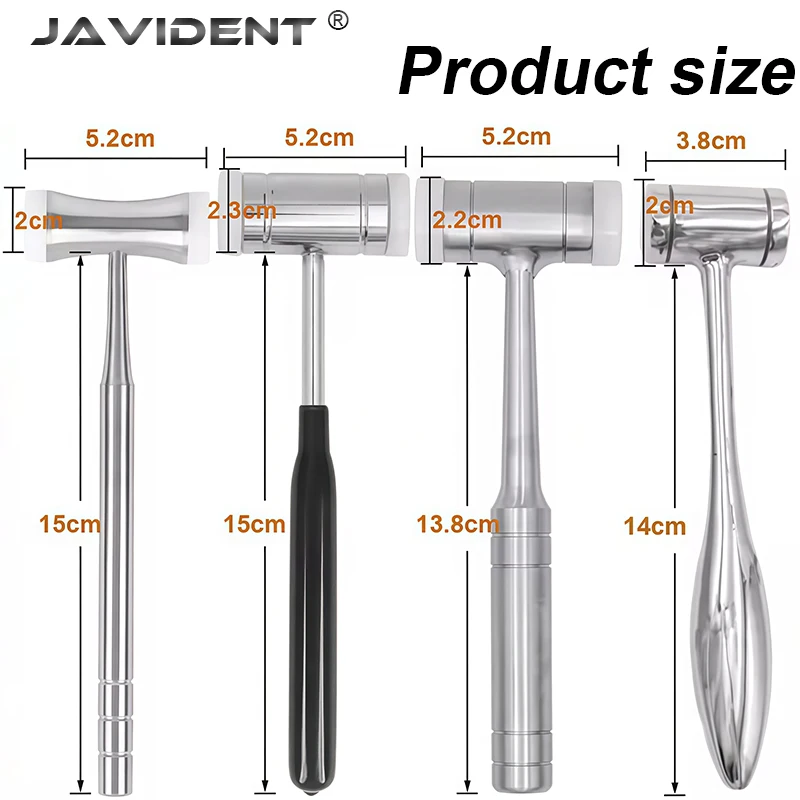 Dental Extraction Tools with Double-Ended Stainless Steel Handle Nylon Bone Hammer Implant Fragmentation Hammer Oral Instruments