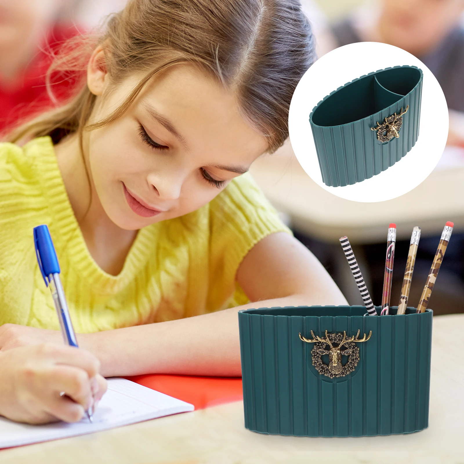 

Multifunctional Plastic Stationery Storage Box 3-Grid Design For Office Desk Pp Material Compact Desktop Organizer For