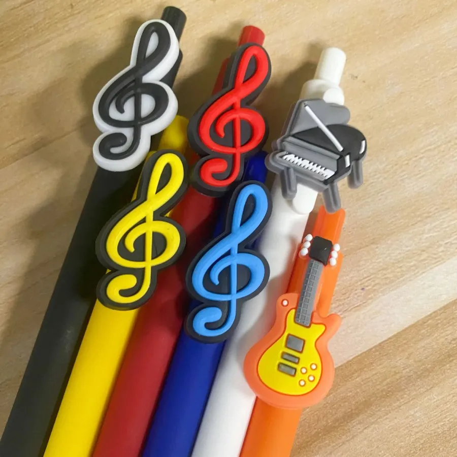 6pcs Musical Note Gel Pens Black Ink Novelty Music Gifts Decorative Music Party Favors Piano Teacher Gift