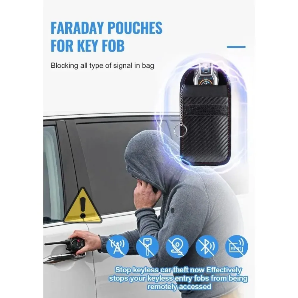 Car Key Signal Blocker Case Faraday Cage Fob Pouch Keyless RFID Blocking Bag car accessories