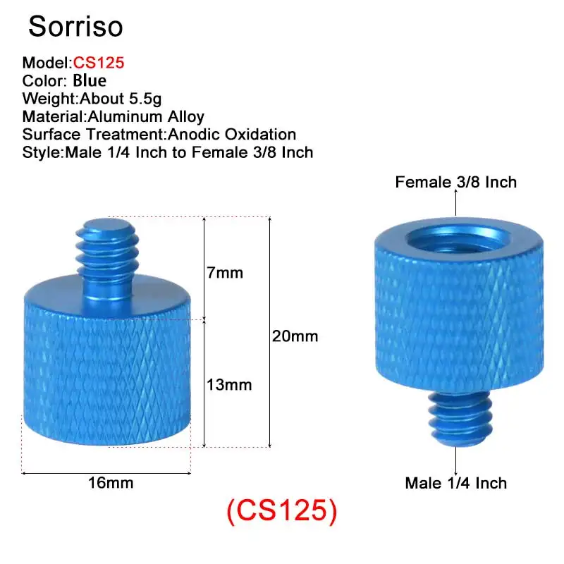1/4 ~ 3/8 인치 나사 범용 카메라 변환 나사 삼각대 볼 헤드, 퀵 릴리스 마운트 어댑터 알루미늄 4 색 Dslr 용
