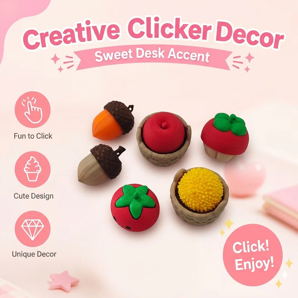 Fruit-themed desktop clicker—a creative, interactive ornament! A remedy for workplace stress, online classes, or anxiety.