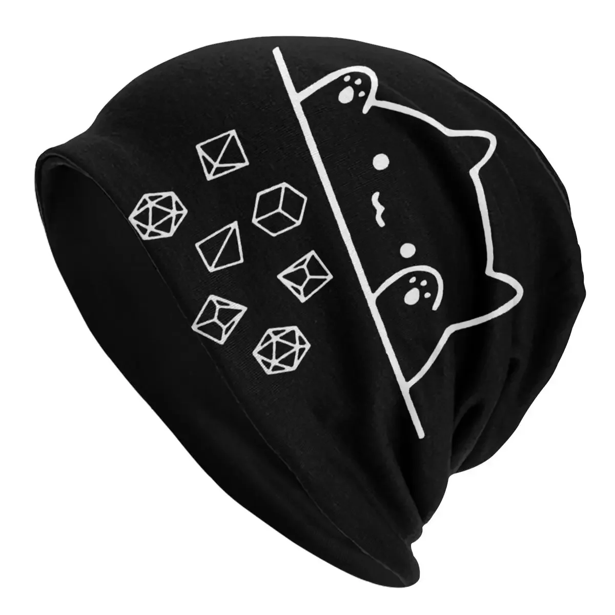 Cat Throwing Dice DND Game Autumn Female Thin Beanies Cycling Unisex Skullies Bonnet Hats