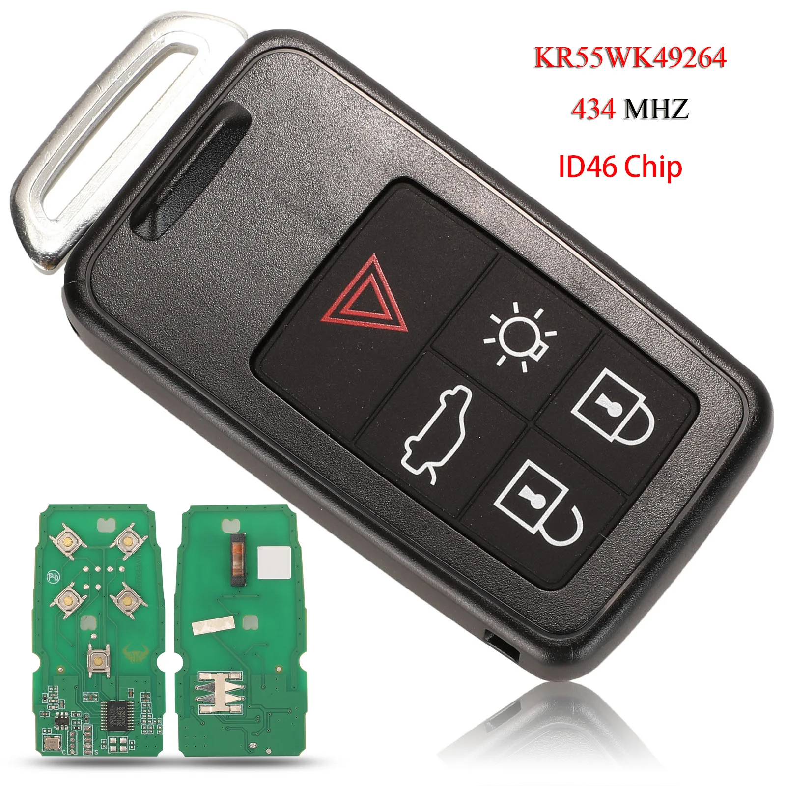 

Jingyuqin KR55WK49264 ID46 чип 434 МГц 5 кнопок дистанционный ключ умный автомобильный брелок для Volvo XC60 S60 S60L V40 V60 S80 XC70 KYDZ