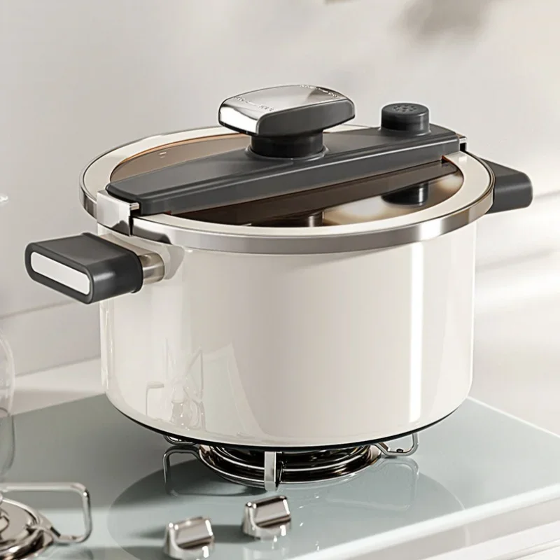7L Titanium Enamel 5KPa Micro Pressure Soup Pot Coating Free Non-stick Double Handle Gas Induction Cooker Universal