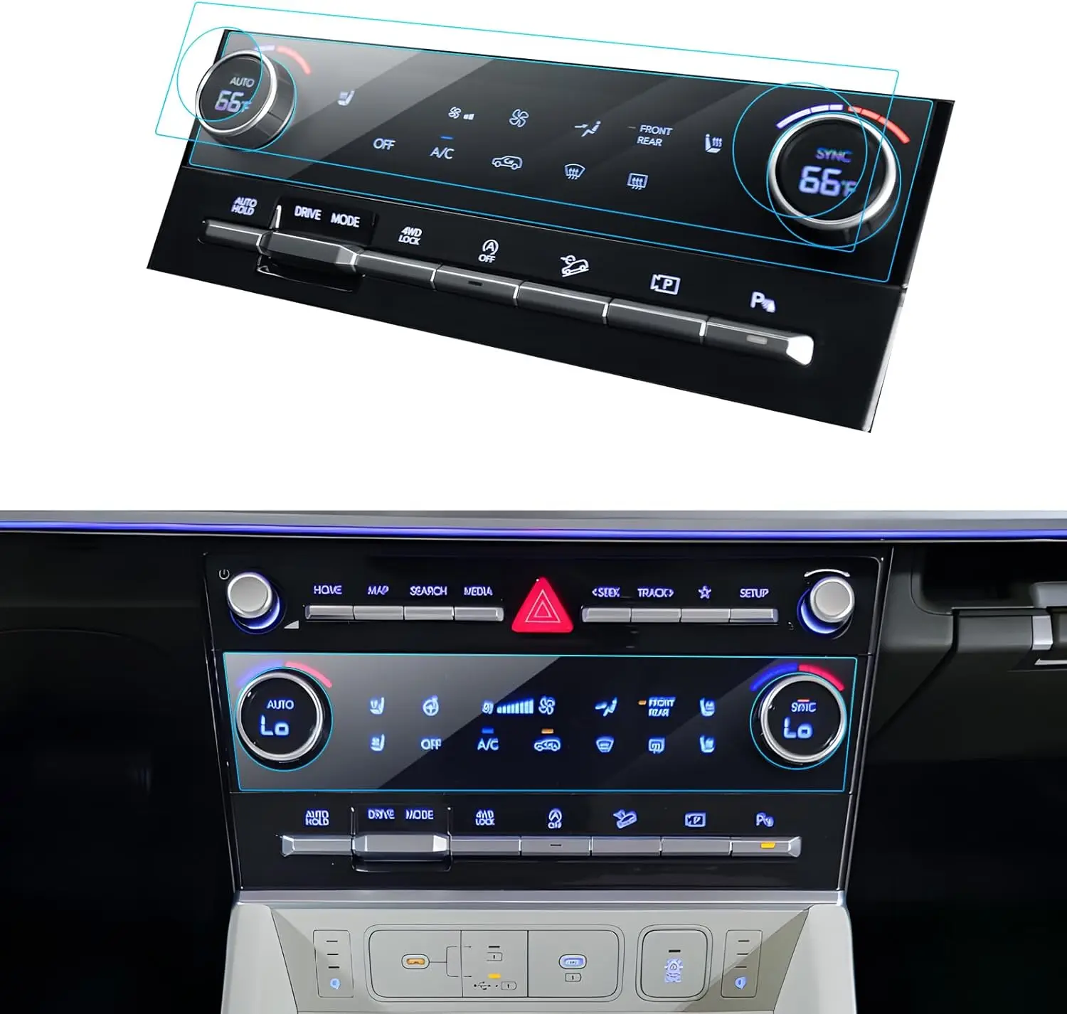 for 2024 2025 Hyundai Santa Fe (SE/SEL/XRT/Limited/Calligraphy) Air Conditioning  Touchscreen Tempered glass Protector Film