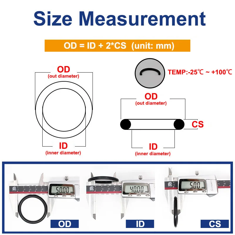 Junta de vedação redonda impermeável, NBR Rubber Washer, Nitrilo O Ring, Food Grade, Washer Rubber, Insular, 5mm-80mm, CS, 1.5mm de espessura, 10Pcs