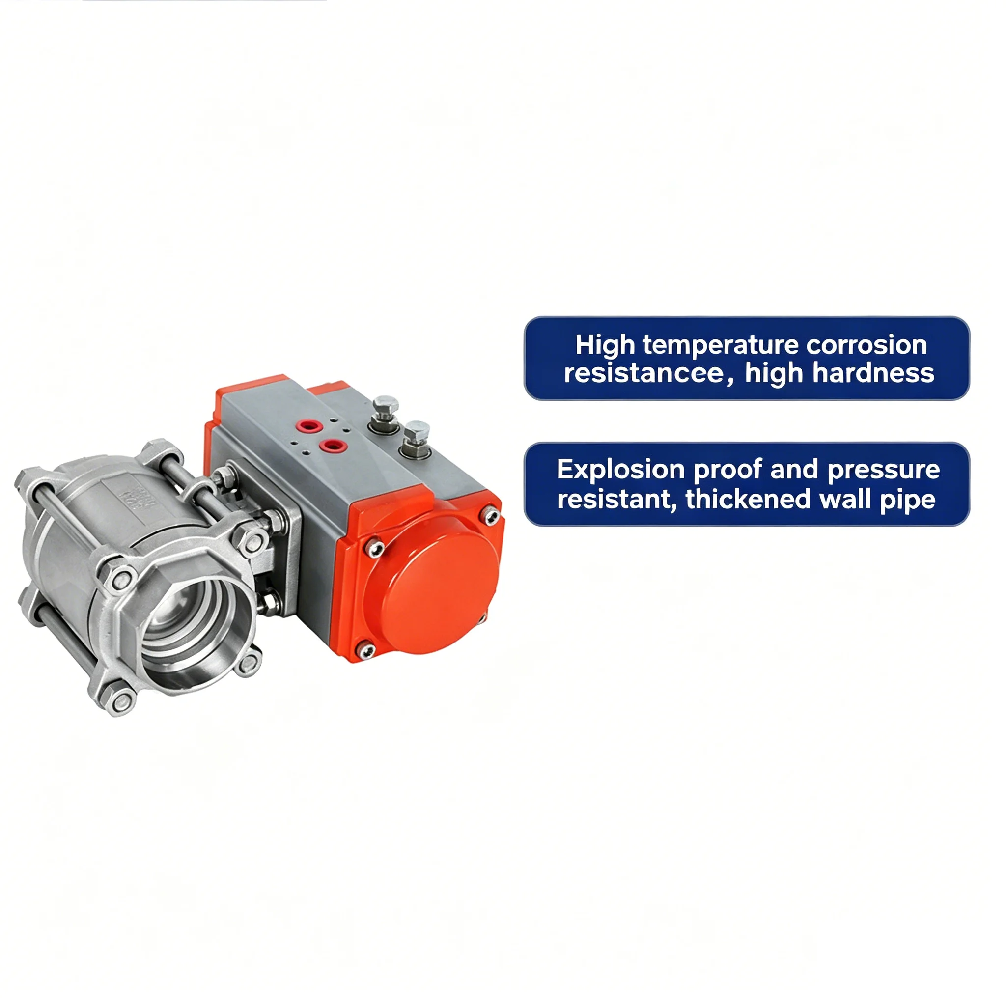 Pneumatic Ball Valve with High Platform 304 Double Acting Cylinder DN8 DN10 DN15 DN20 DN25 DN32 DN40 DN50  Three Piece