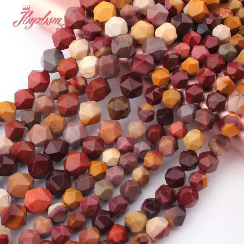 Faceted Multicolor Yellow Mookaite Jasper Natural Stone Beads 15 inch for DIY Accessories Charm Bracelet Necklace Jewelry Making