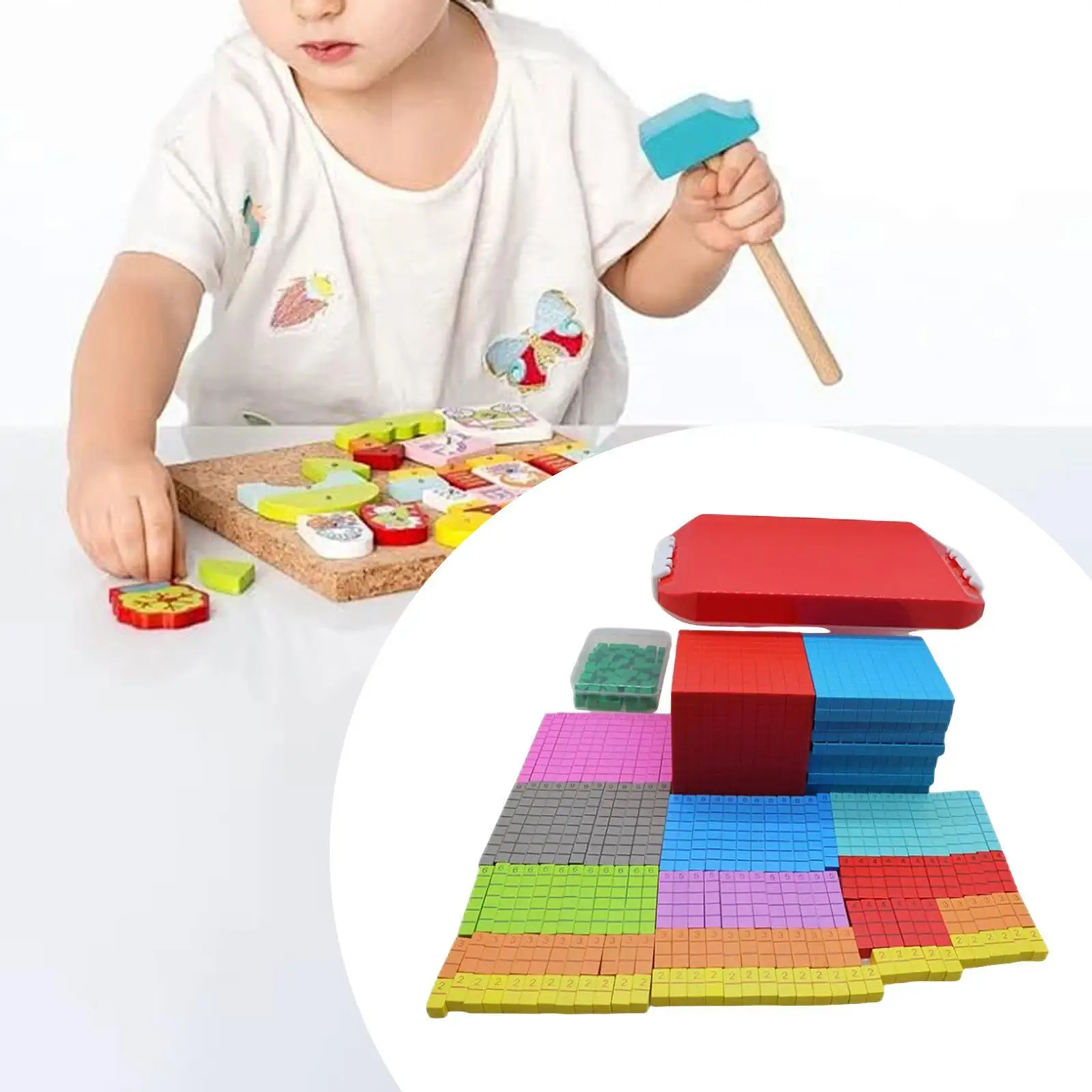 254Pcs 10 Set Math Cube Teaching Aids Math Counters Interactive Counting Rods Number Block for Kindergarten Boys Girls