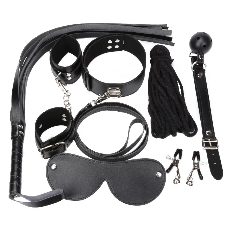 SM Seven Piece Set Female Slave Bondage Couple Game Sex Toys BDSM Kit Adult Sex Toys Handcuffs Whiplash Whiplash Sex Toys