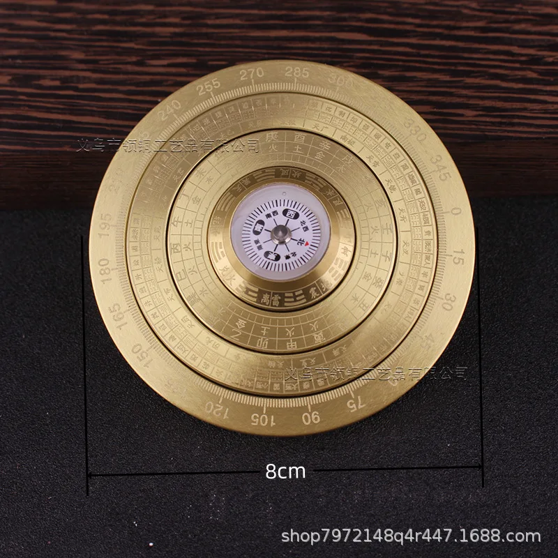 Brass Rotating Handle Multi-Bearing Precision Portable Stress Relief Spiral Compass Bagua Feng Shui Ornament