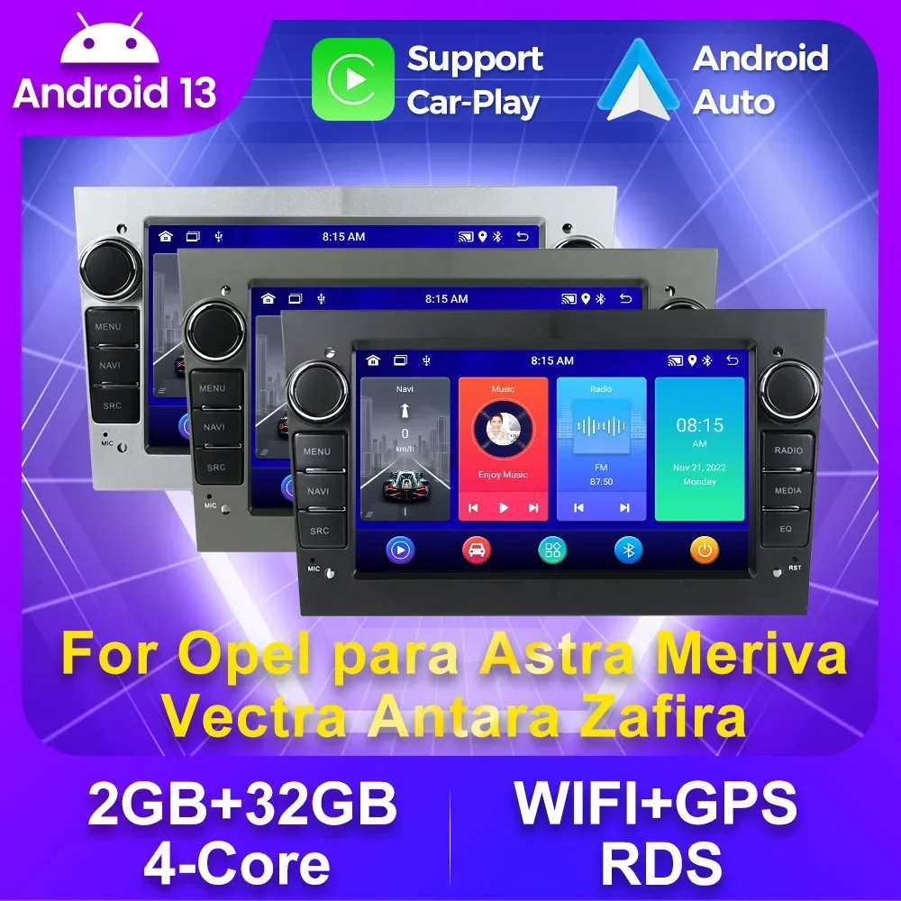 

Car Radio FM Stereo for Opel Astra H J 2004 Vectra Vauxhall Antara Zafira Corsa Carplay Android Auto GPS Navigation Video Player