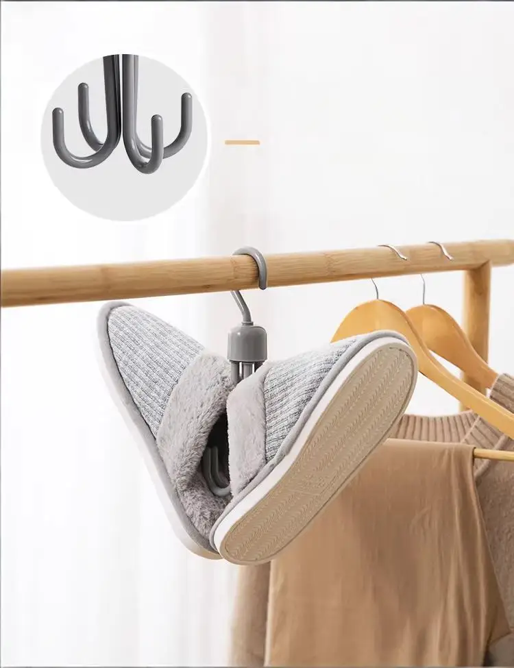 360° Free Rotating Clothes Hook Punch Free 4-Claw Rotation C